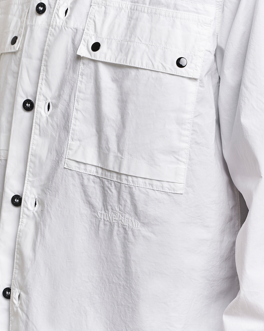 Homme | Chemises | Stone Island | Garment Dyed Cotton Canvas Overshirt White
