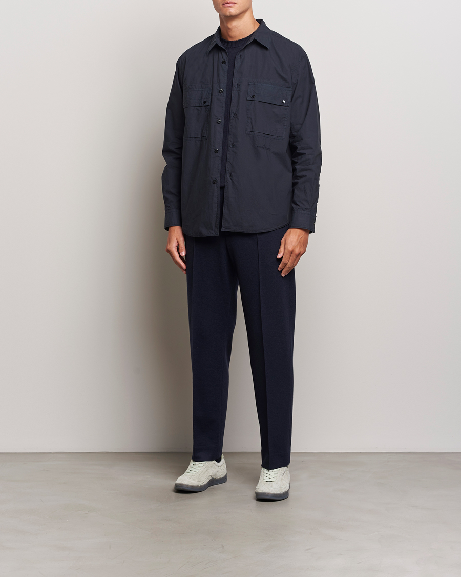 Homme | Chemises | Stone Island | Garment Dyed Cotton Canvas Overshirt Navy Blue