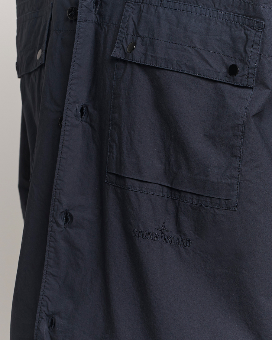 Homme | Chemises | Stone Island | Garment Dyed Cotton Canvas Overshirt Navy Blue