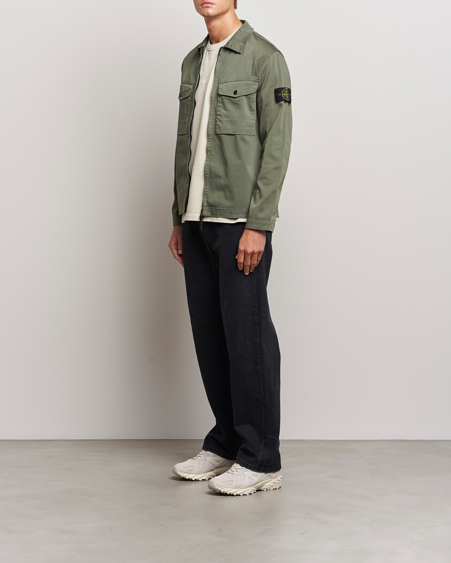 Homme | Chemises | Stone Island | Garment Dyed Cotton Zip Overshirt Musk