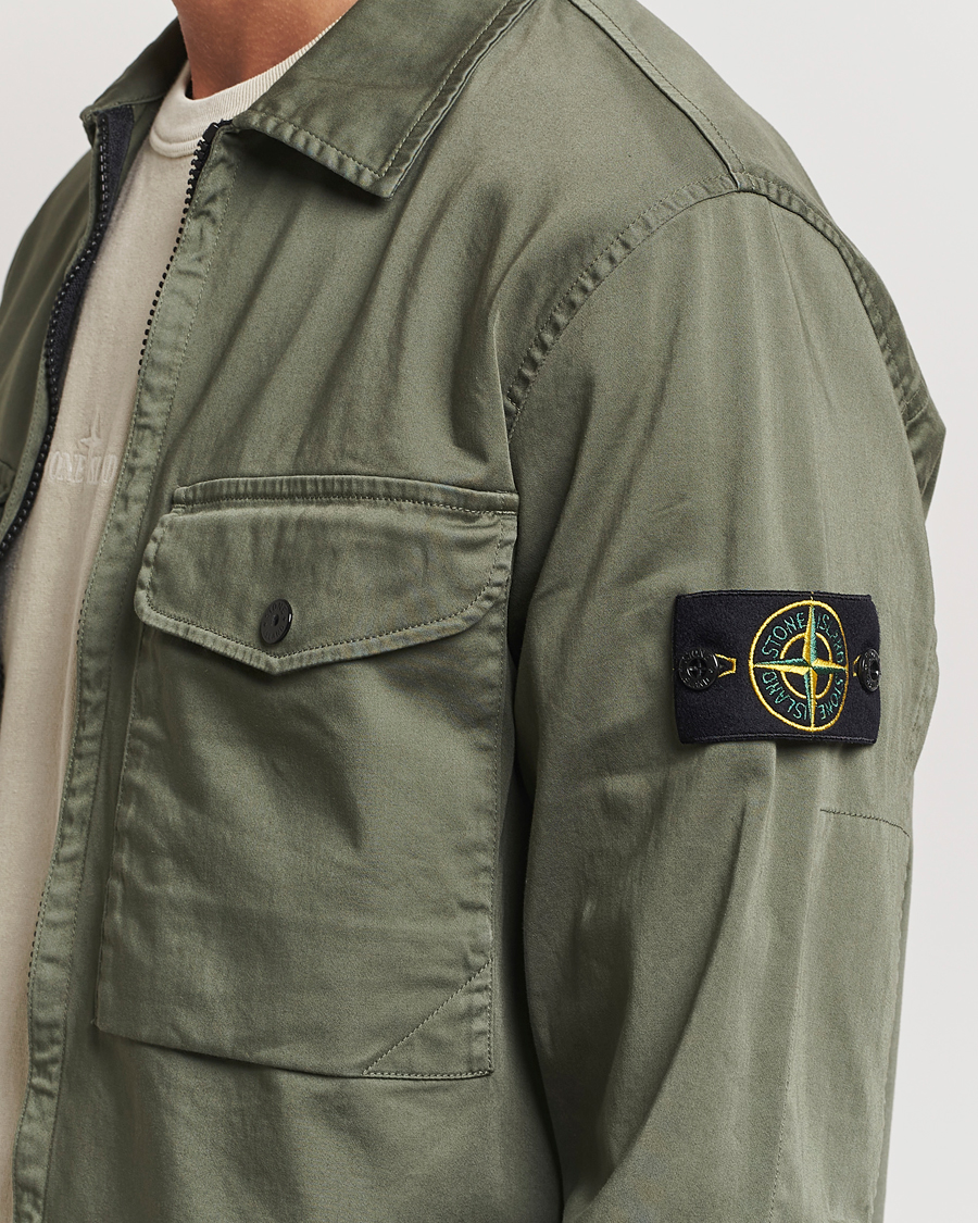 Homme | Chemises | Stone Island | Garment Dyed Cotton Zip Overshirt Musk