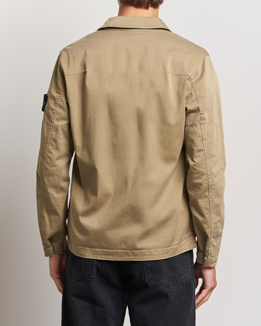 Homme | Chemises | Stone Island | Garment Dyed Cotton Zip Overshirt Biscuit