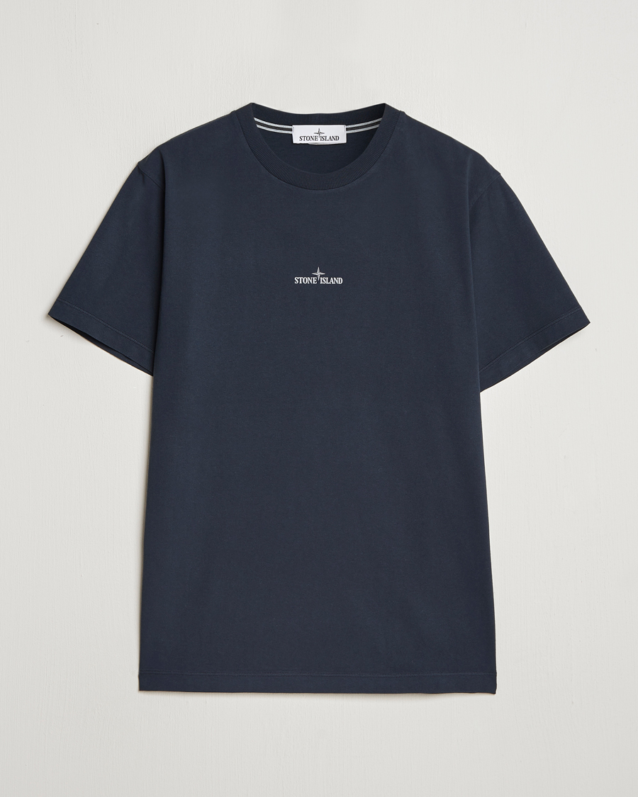 Homme | T-shirts | Stone Island | Garment Dyed Jersey Logo T-Shirt Navy Blue
