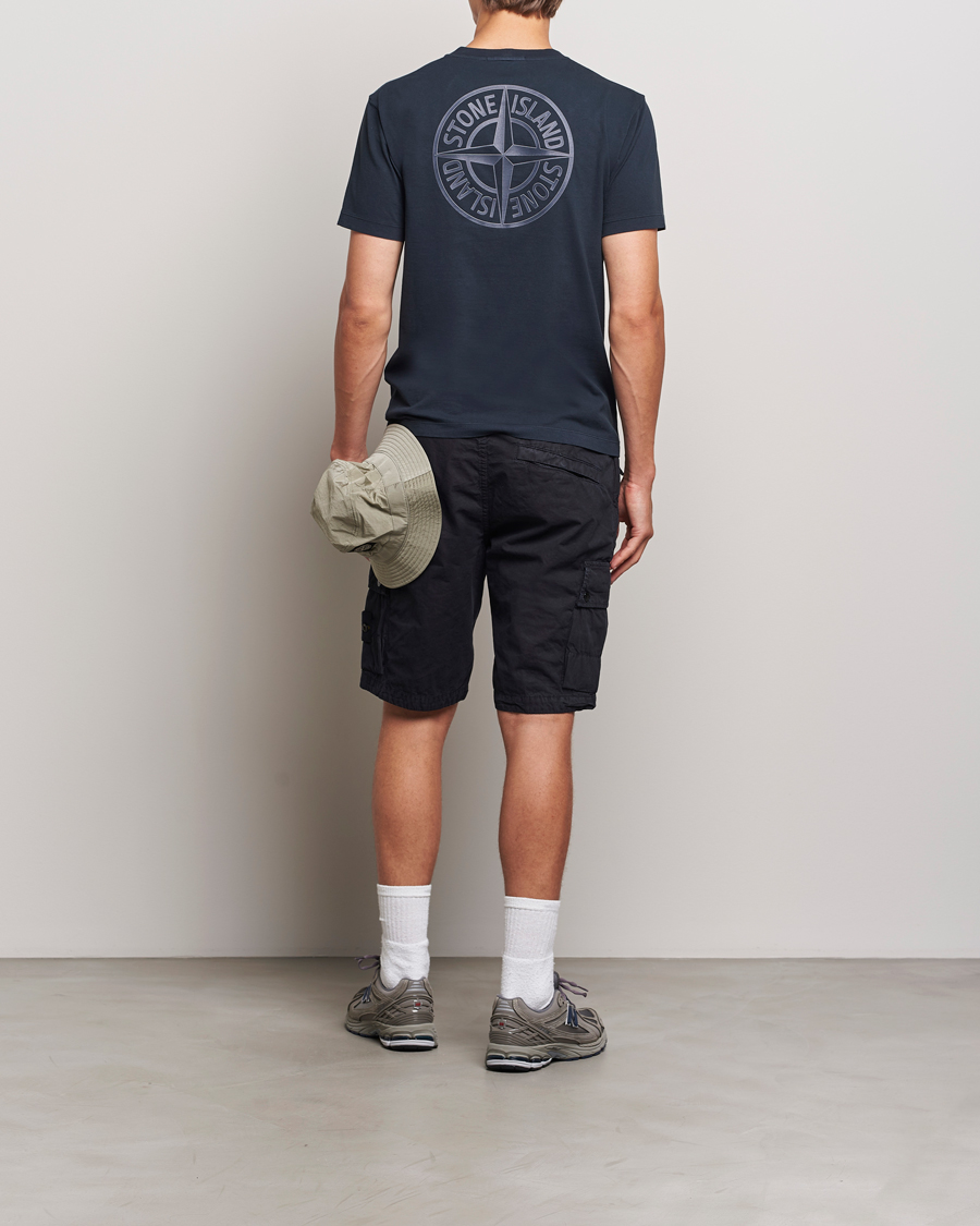 Homme | T-shirts | Stone Island | Garment Dyed Jersey Logo T-Shirt Navy Blue