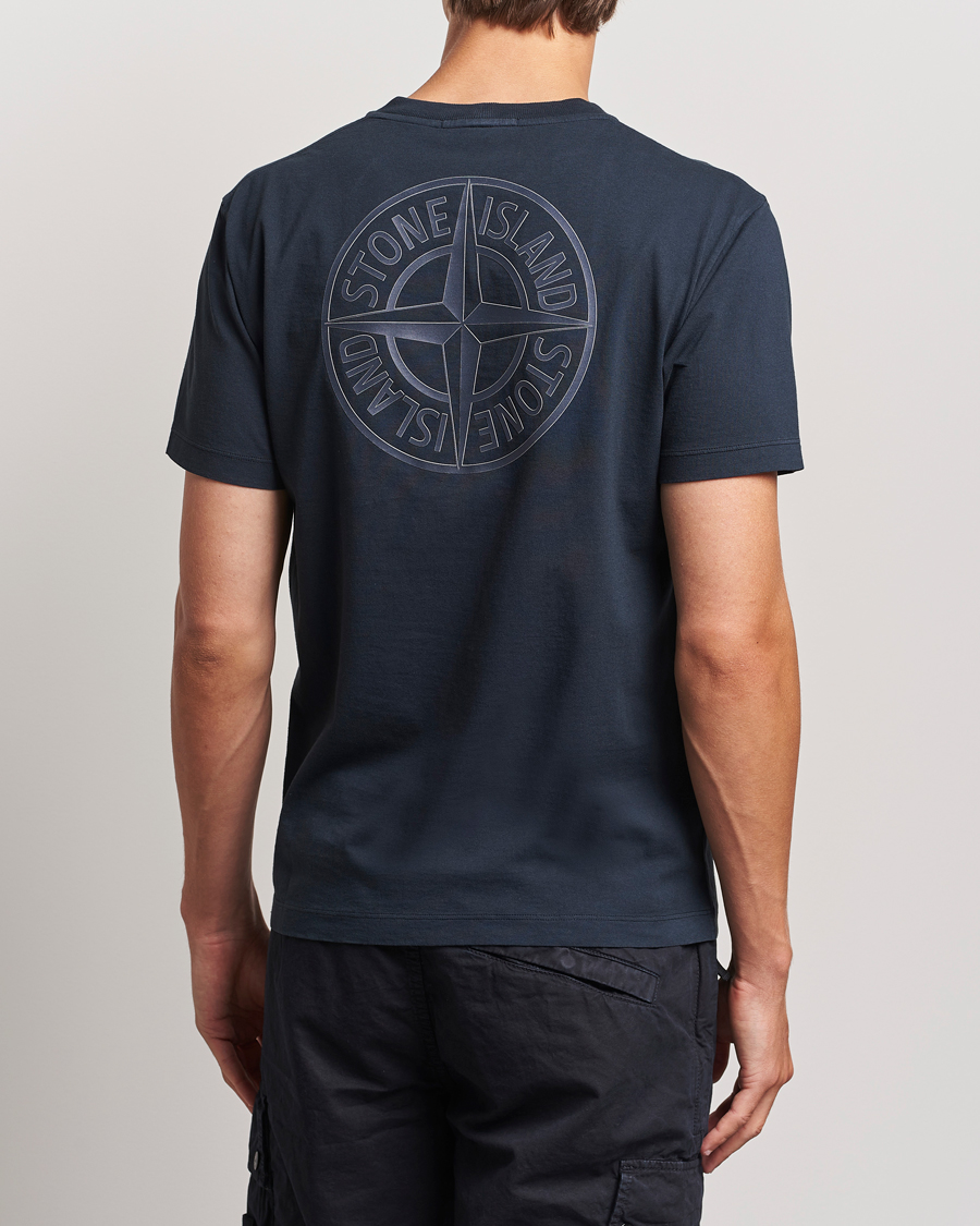 Homme | T-shirts | Stone Island | Garment Dyed Jersey Logo T-Shirt Navy Blue