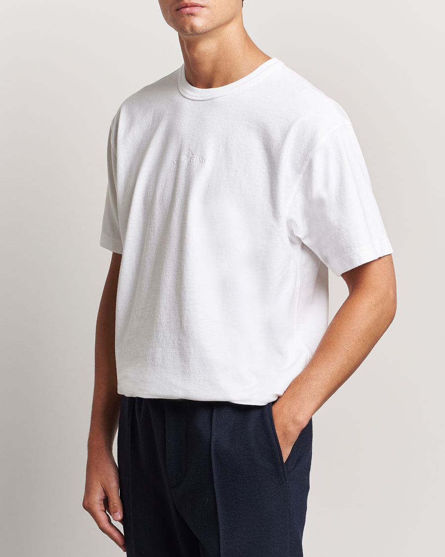 Homme | T-shirts | Stone Island | Old Dyed Cotton Logo T-Shirt White