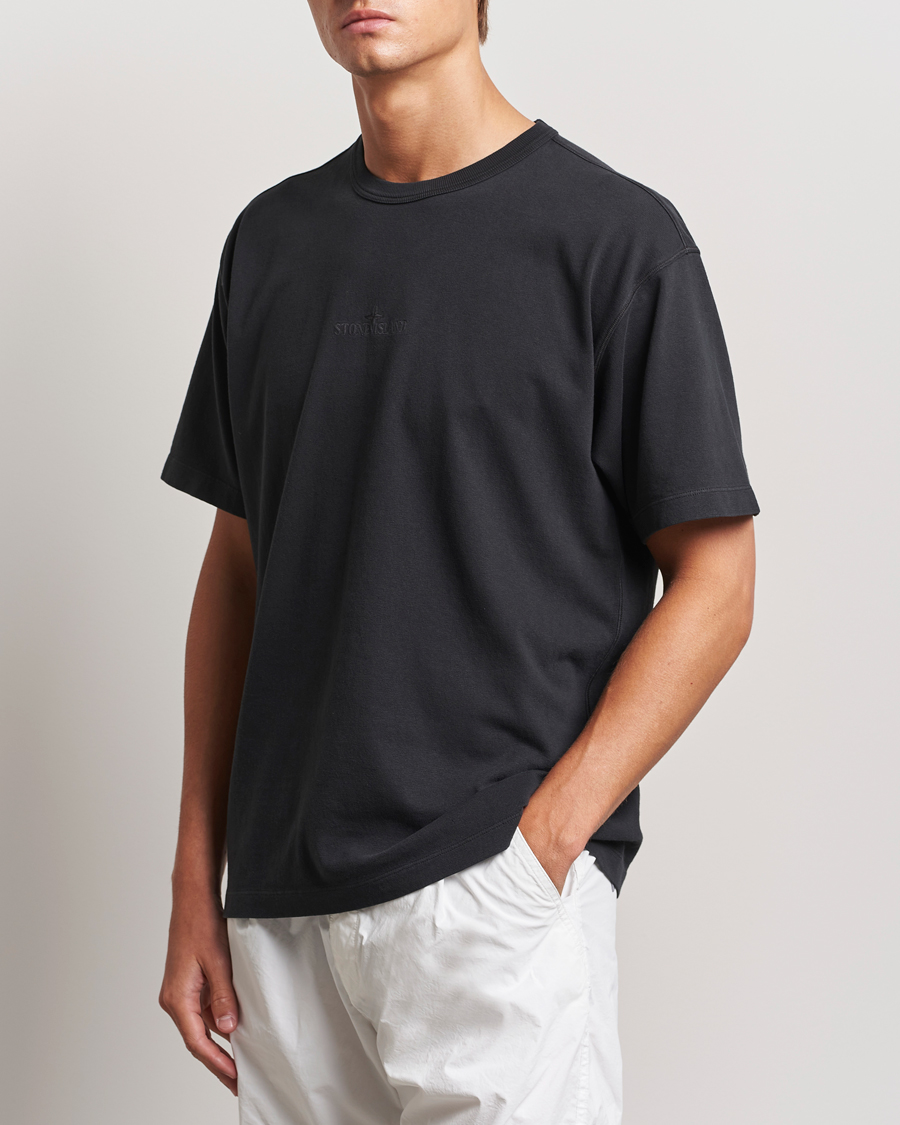 Homme | T-shirts | Stone Island | Old Dyed Cotton Logo T-Shirt Black