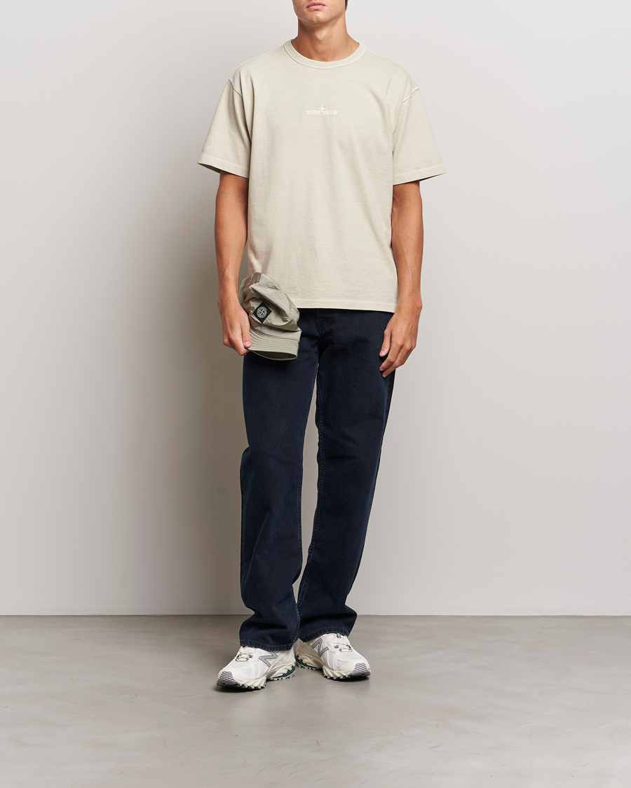 Homme | T-shirts | Stone Island | Old Dyed Cotton Logo T-Shirt Plaster