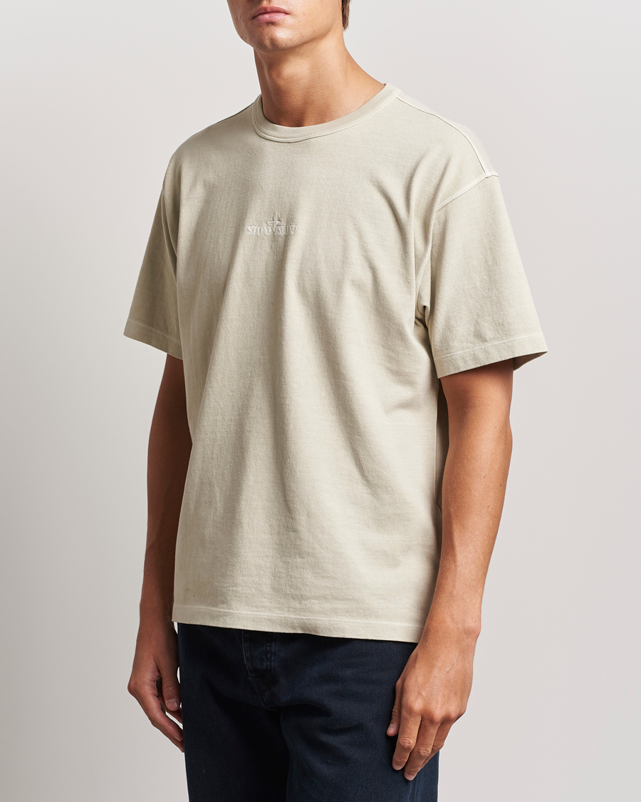 Homme | T-shirts | Stone Island | Old Dyed Cotton Logo T-Shirt Plaster
