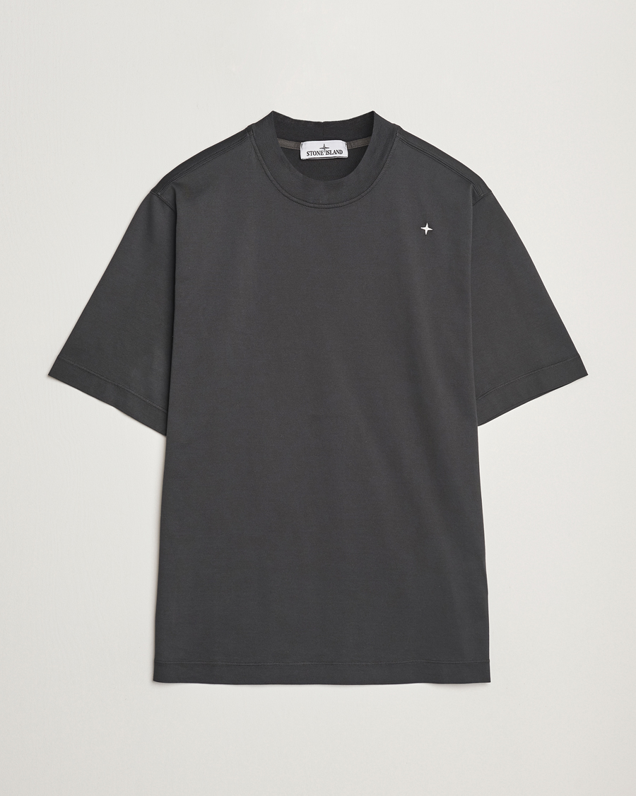 Homme | T-shirts | Stone Island | Stellina Mercerized Cotton T-Shirt Lead Grey