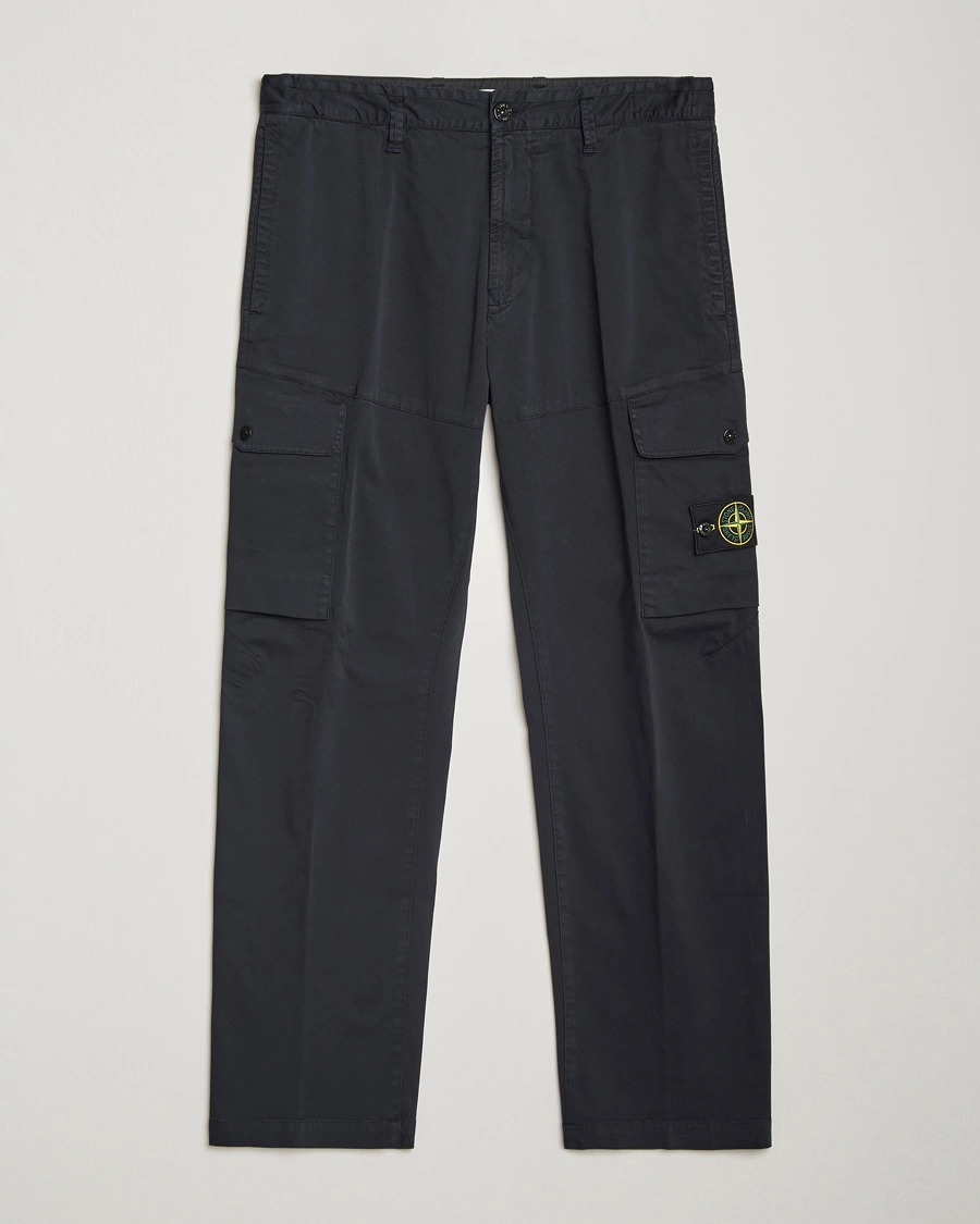 Homme | Pantalons | Stone Island | Cotton Satin Cargo Pants Navy Blue