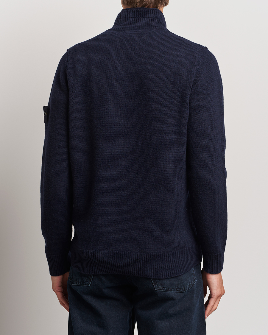Homme | Pulls Et Tricots | Stone Island | Knitted Lambswool Half Button Zip Navy Blue