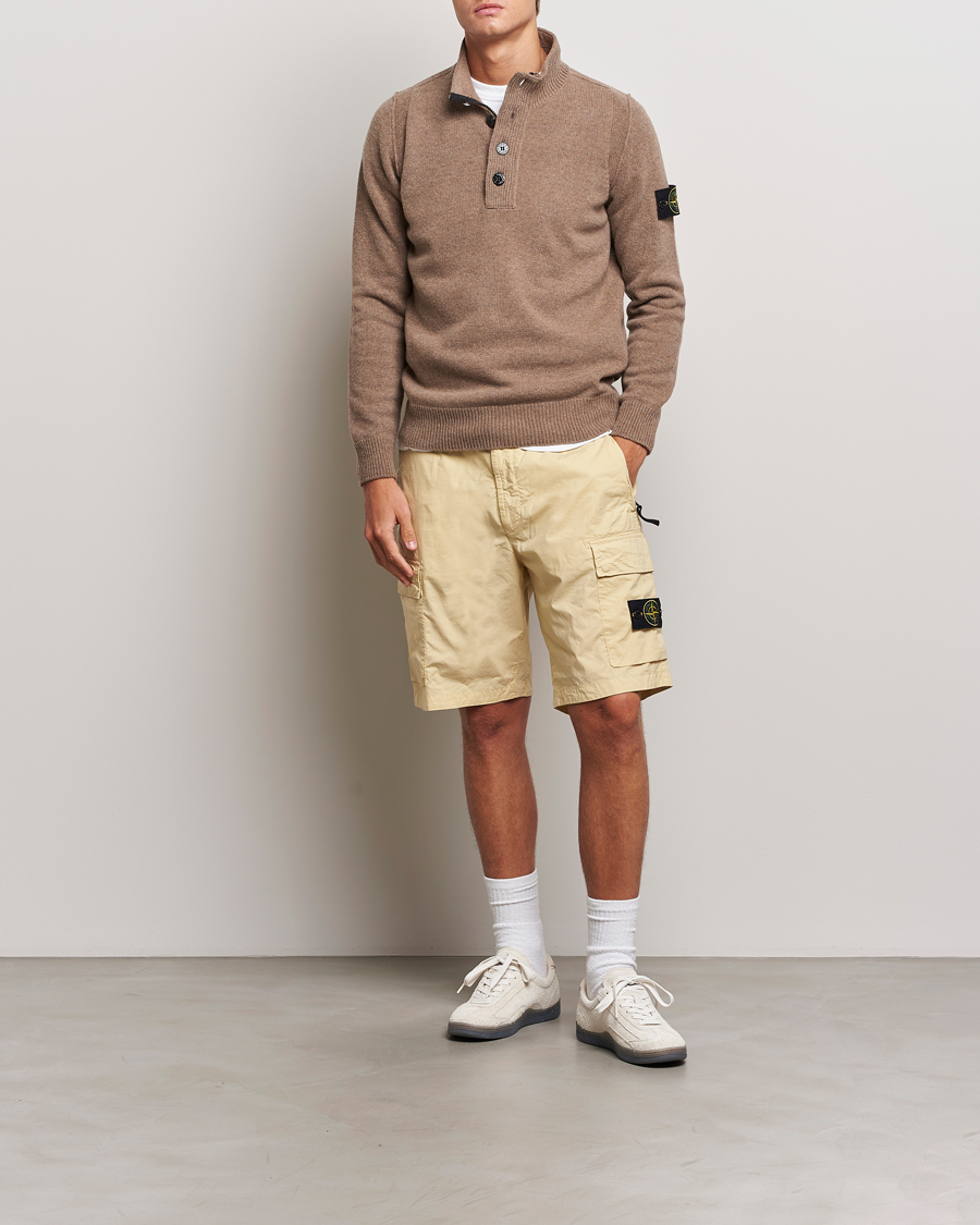 Homme | Pulls Et Tricots | Stone Island | Knitted Lambswool Half Button Zip Walnut