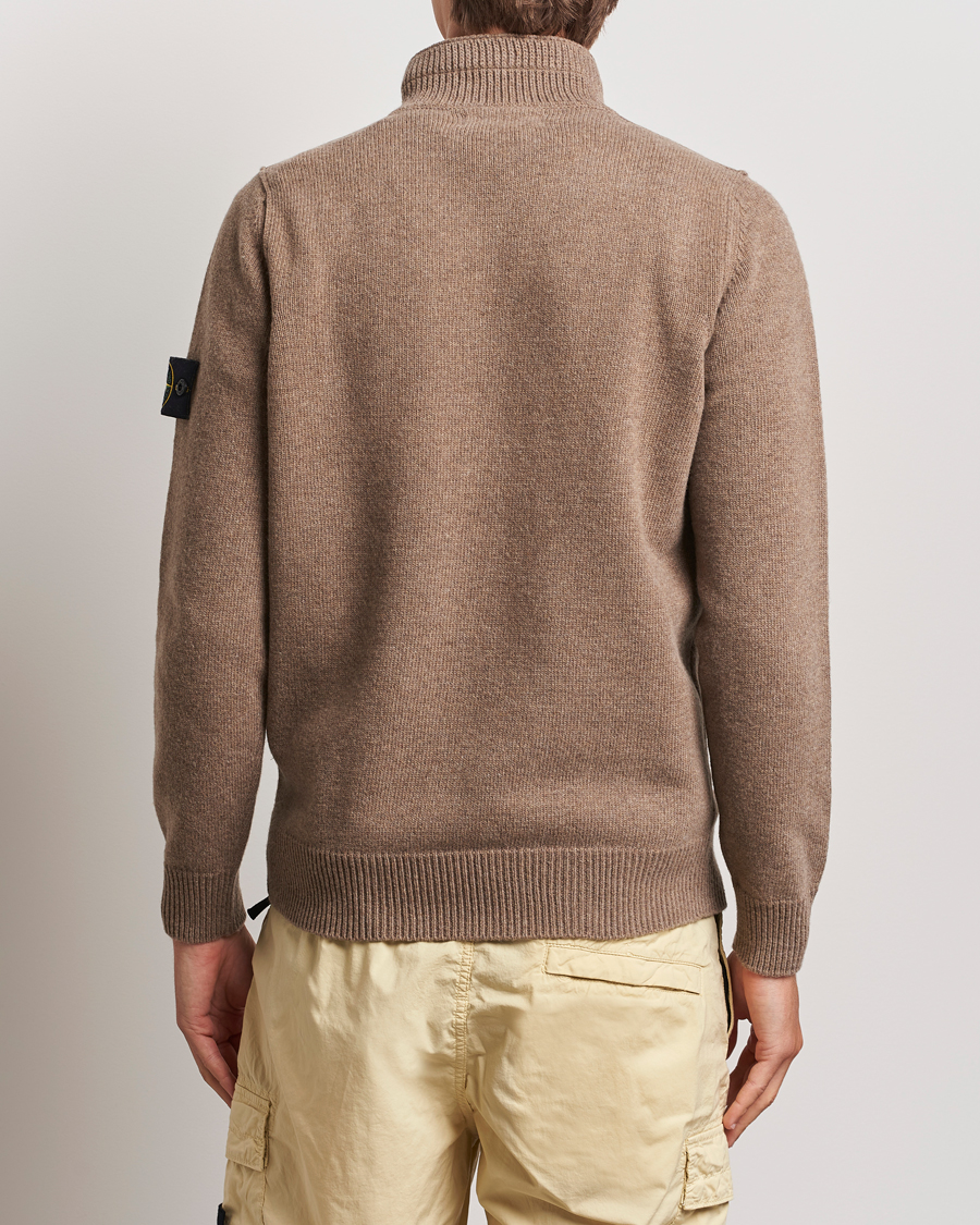 Homme | Pulls Et Tricots | Stone Island | Knitted Lambswool Half Button Zip Walnut