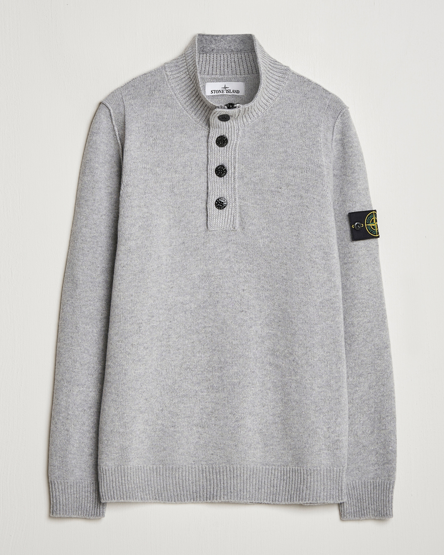 Homme | Pulls Et Tricots | Stone Island | Knitted Lambswool Half Button Zip Melange Grey