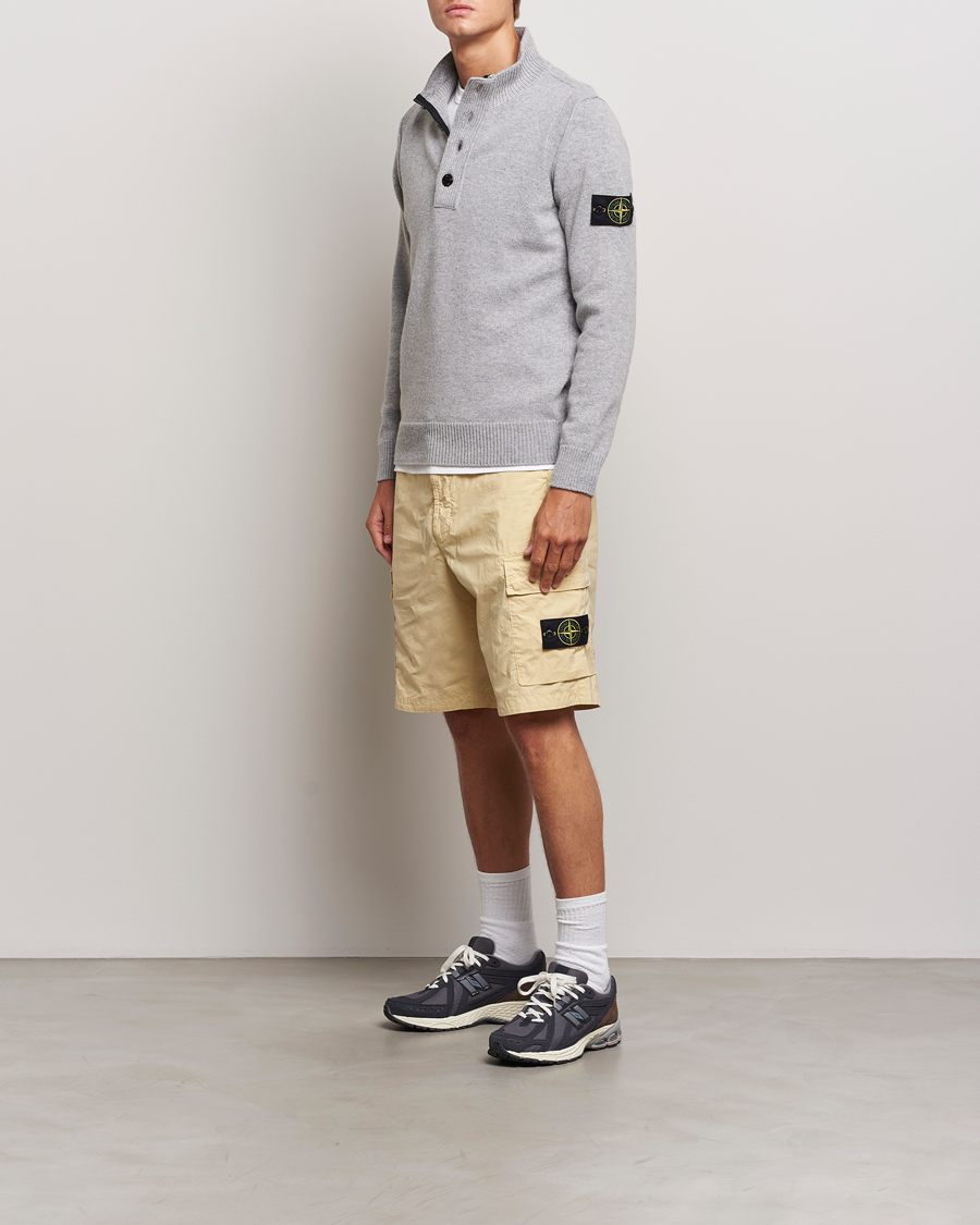 Homme | Pulls Et Tricots | Stone Island | Knitted Lambswool Half Button Zip Melange Grey