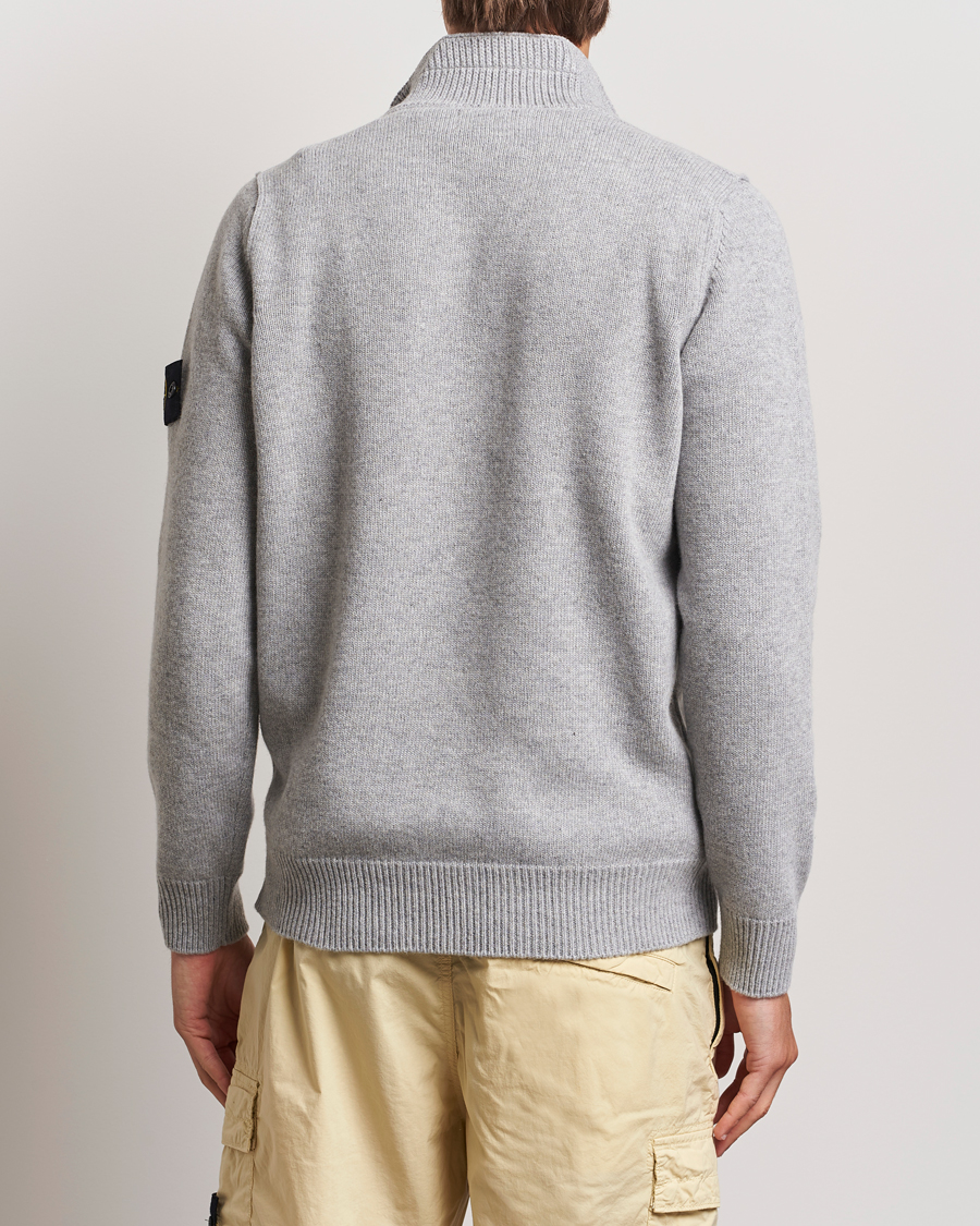 Homme | Pulls Et Tricots | Stone Island | Knitted Lambswool Half Button Zip Melange Grey