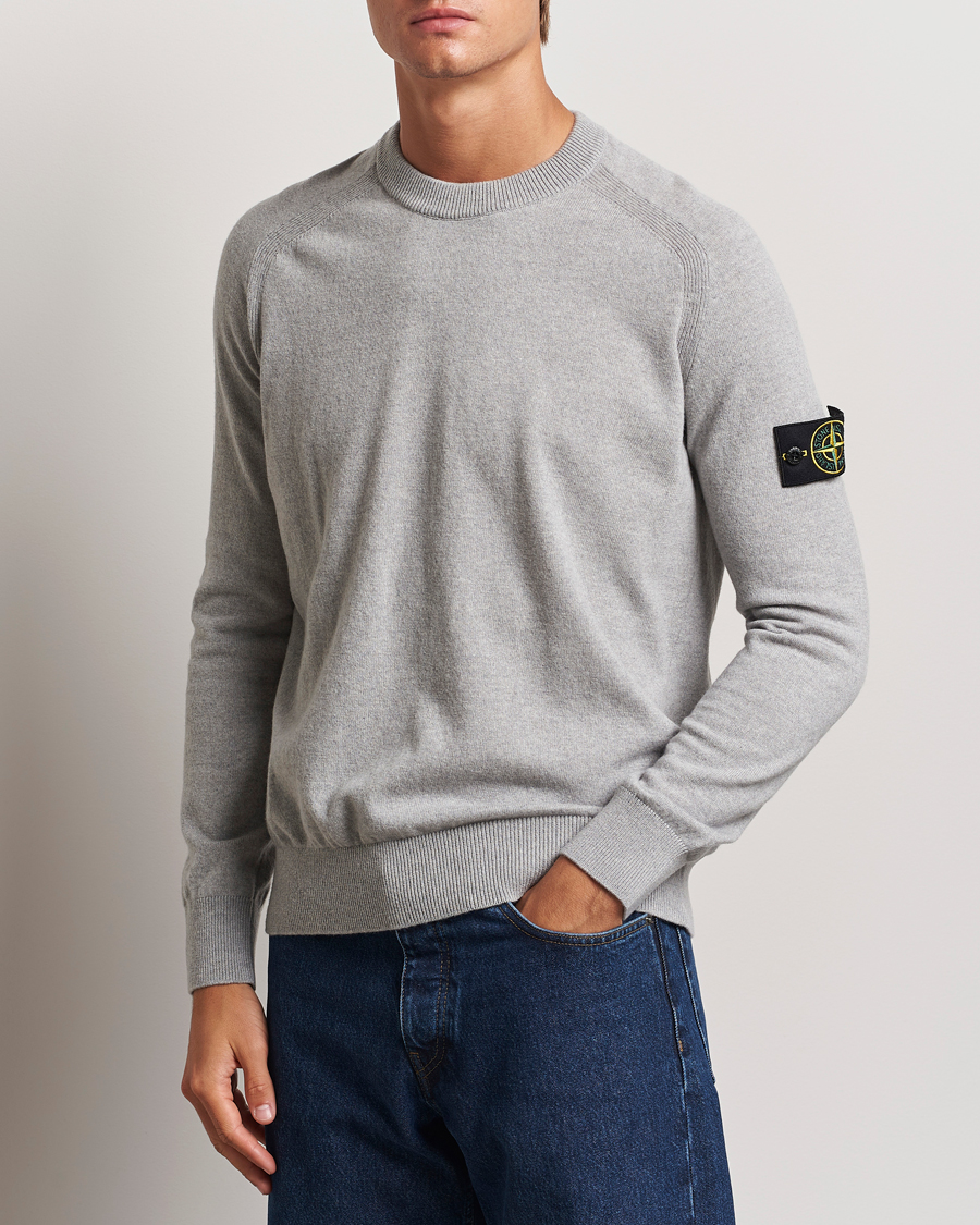 Homme | Pulls Et Tricots | Stone Island | Cardigan Knit Geelong Wool Crew Neck Melange Grey