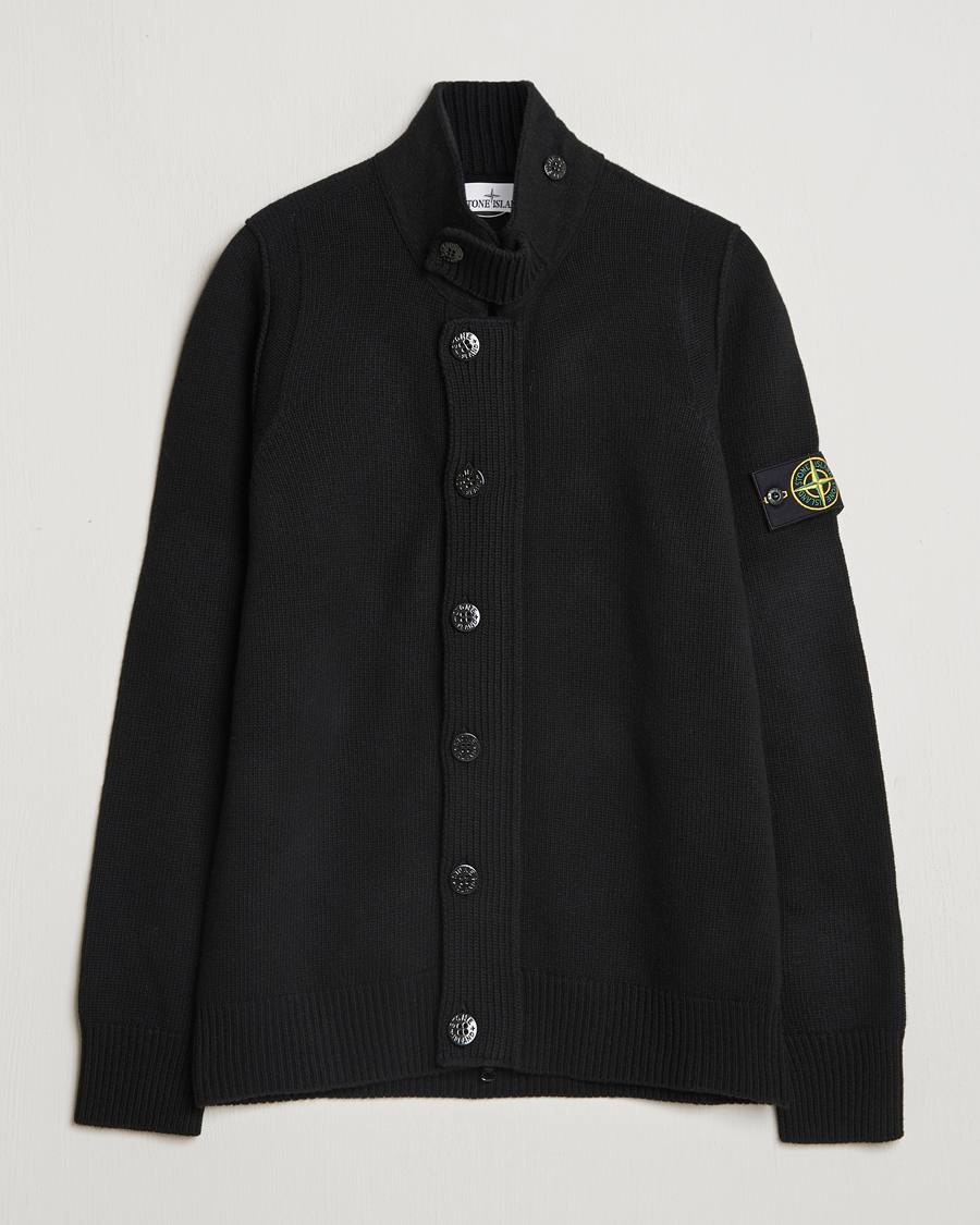 Homme | Pulls Et Tricots | Stone Island | Knitted Lambswool Zip Cardigan Black
