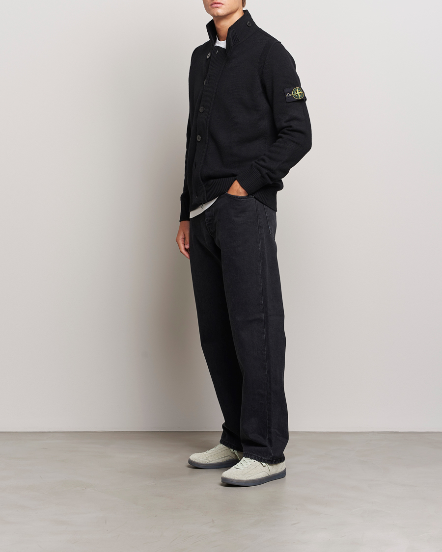 Homme | Pulls Et Tricots | Stone Island | Knitted Lambswool Zip Cardigan Black
