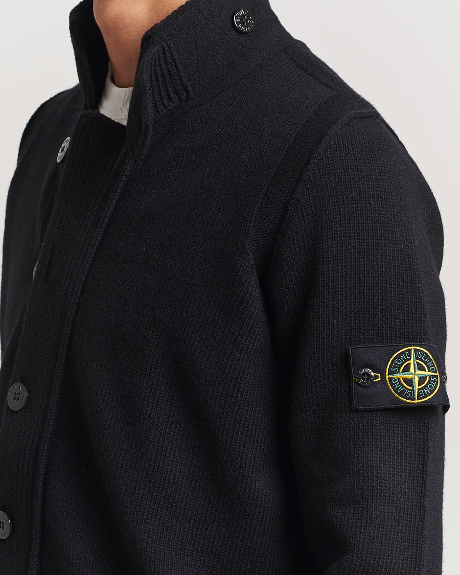 Homme | Pulls Et Tricots | Stone Island | Knitted Lambswool Zip Cardigan Black