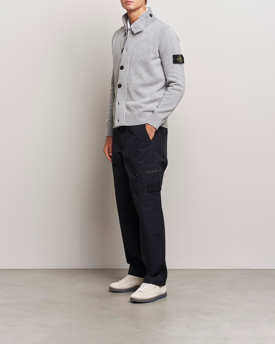 Stone Island Knitted Lambswool Zip Cardigan Melange Grey - Acheter