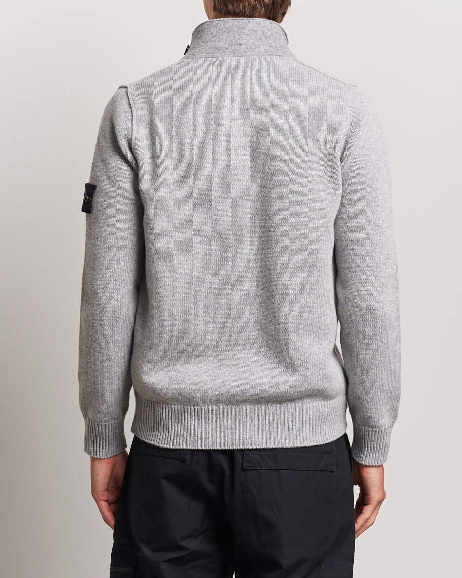 Homme | Pulls Et Tricots | Stone Island | Knitted Lambswool Zip Cardigan Melange Grey