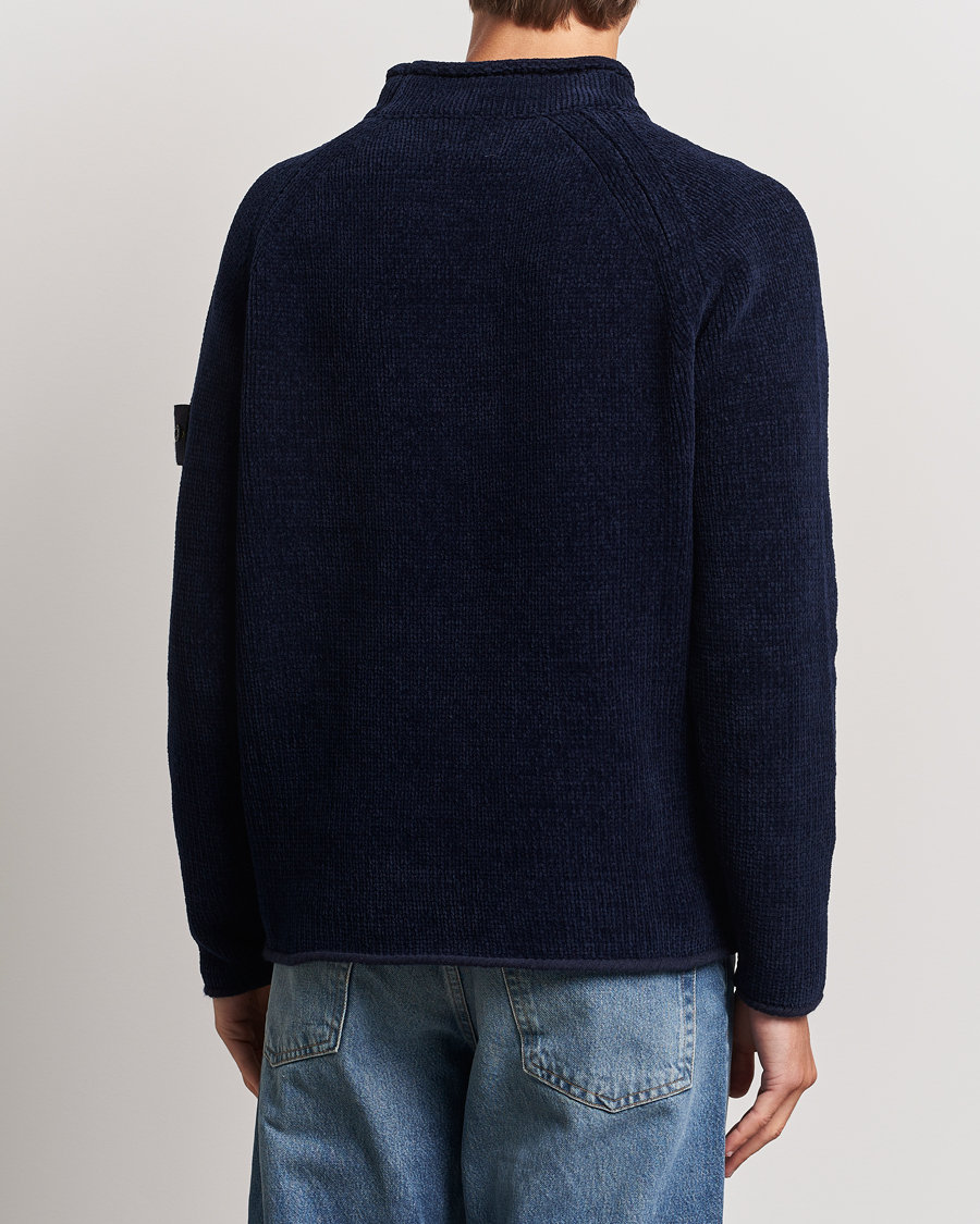 Homme | Pulls Et Tricots | Stone Island | Cotton Chenille Mock Neck Navy Blue