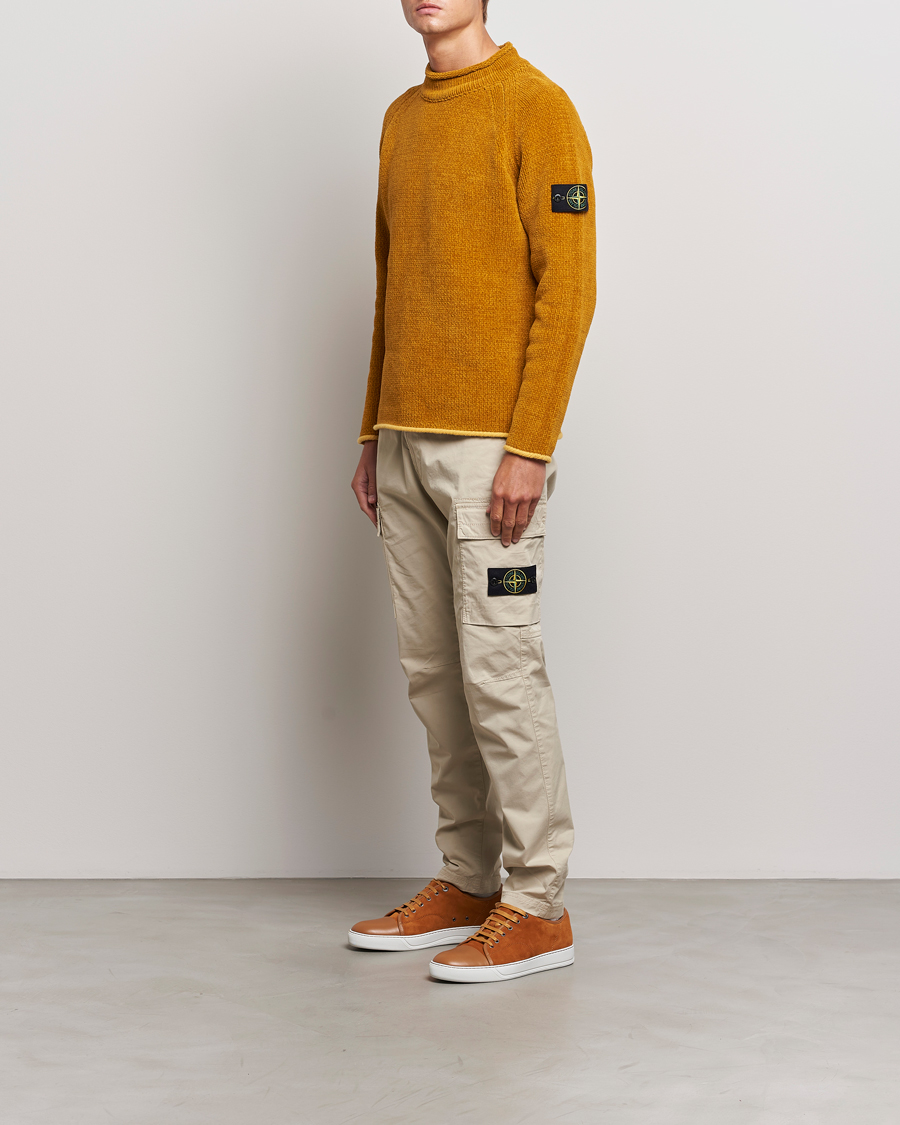 Homme | Pulls Et Tricots | Stone Island | Cotton Chenille Mock Neck Mustard