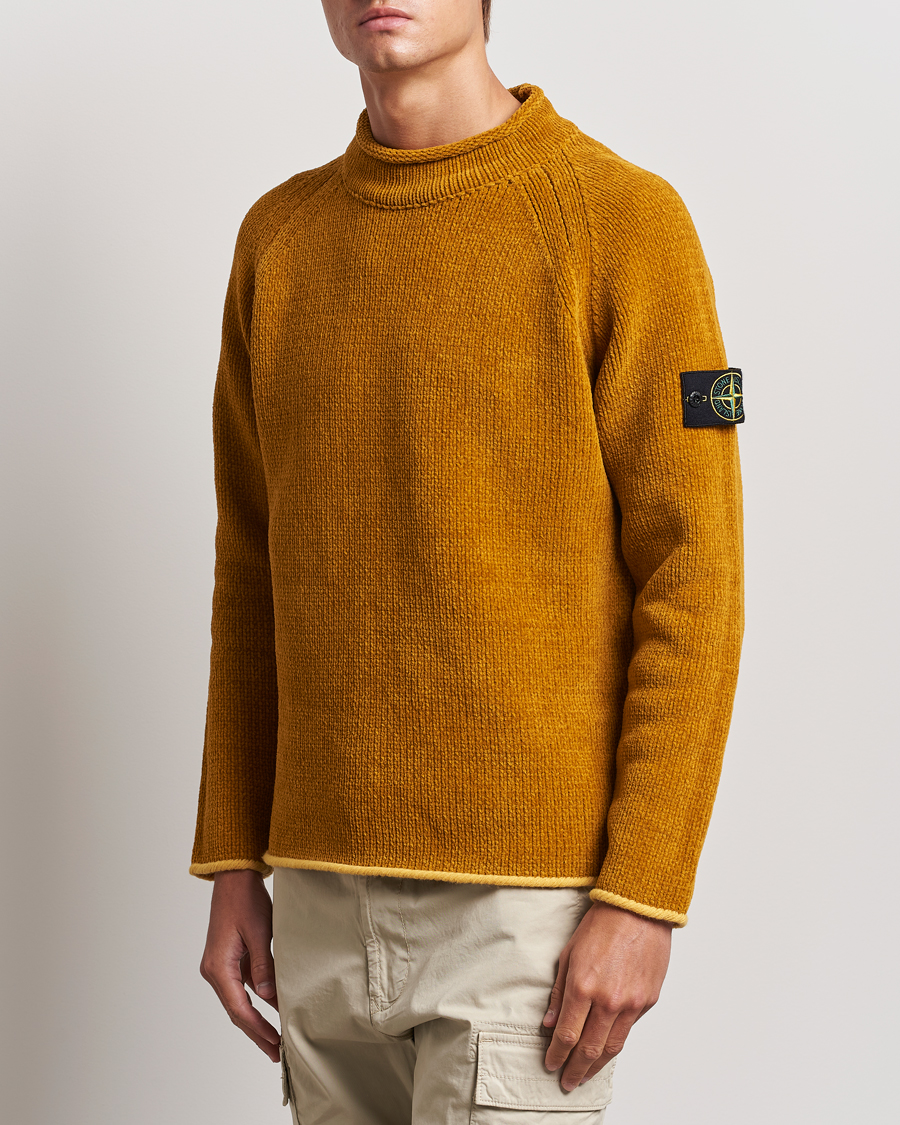 Homme | Pulls Et Tricots | Stone Island | Cotton Chenille Mock Neck Mustard