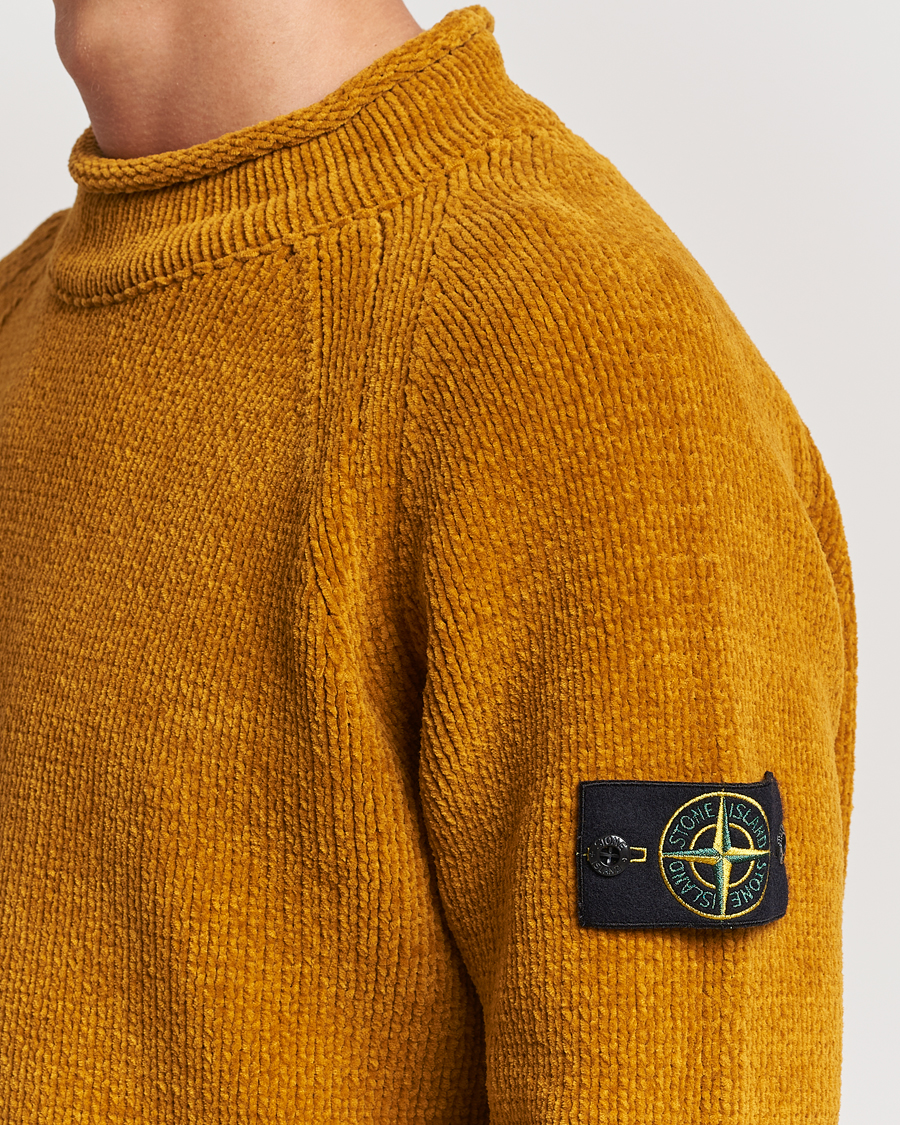 Homme | Pulls Et Tricots | Stone Island | Cotton Chenille Mock Neck Mustard