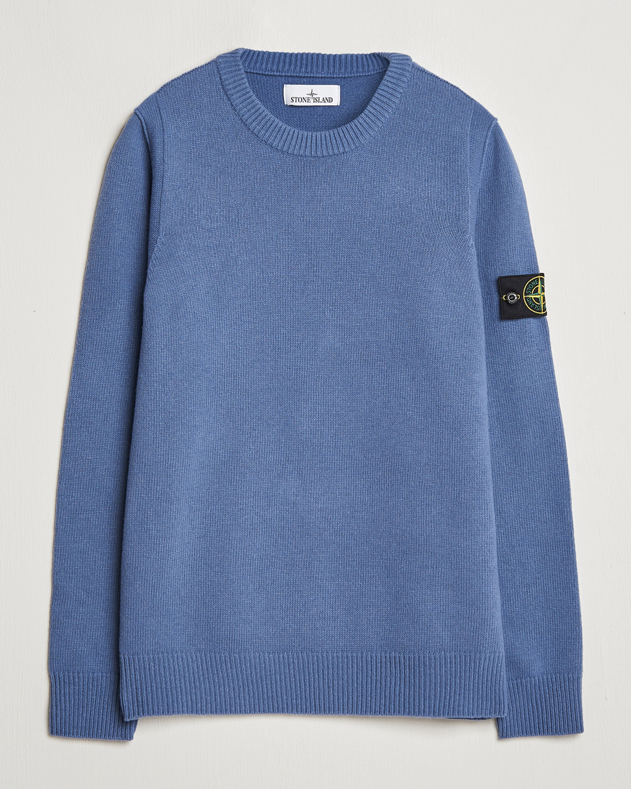 Homme | Pulls Et Tricots | Stone Island | Knitted Lambwool Sweater Mid Blue