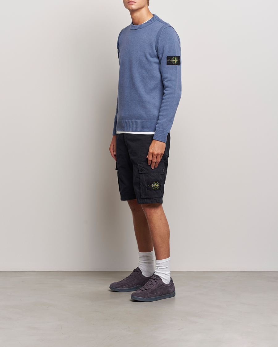 Homme | Pulls Et Tricots | Stone Island | Knitted Lambwool Sweater Mid Blue