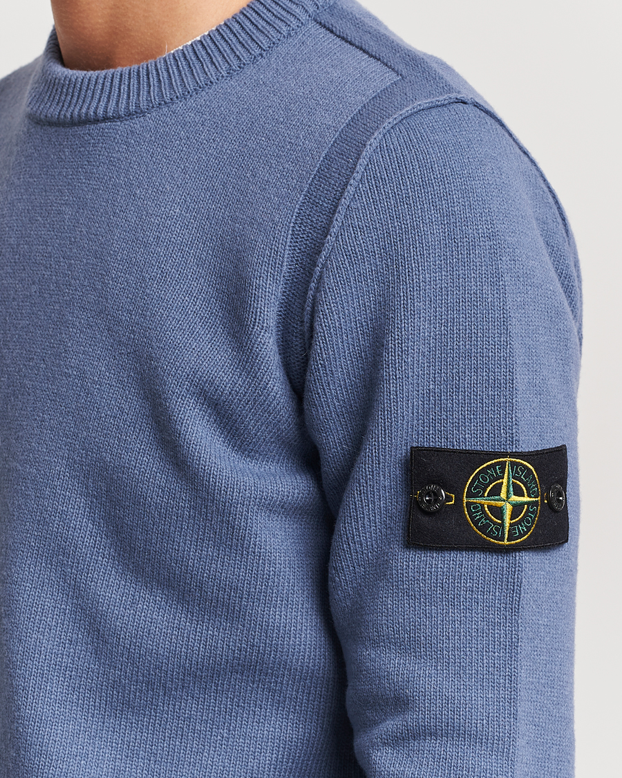 Homme | Pulls Et Tricots | Stone Island | Knitted Lambwool Sweater Mid Blue