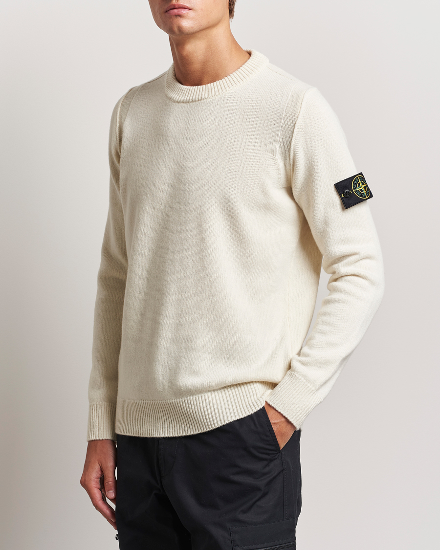 Homme | Pulls Et Tricots | Stone Island | Knitted Lambwool Sweater Natural
