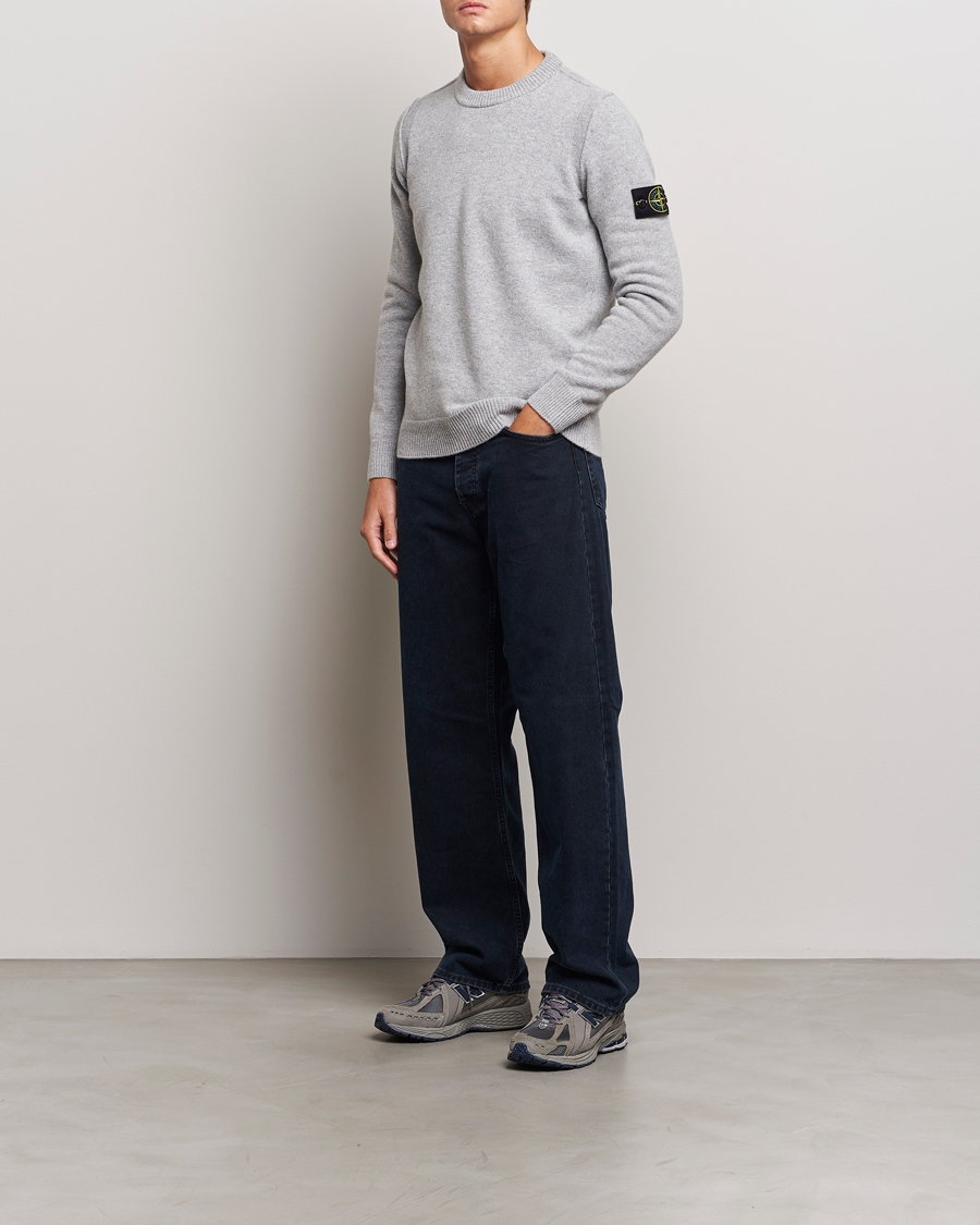 Stone Island Knitted Lambwool Sweater Melange Grey - Acheter Stone