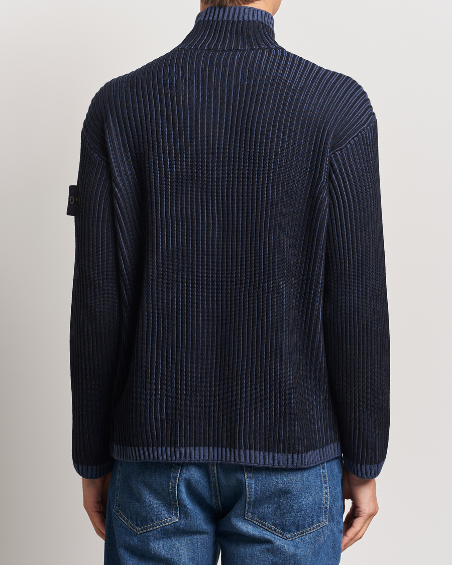 Homme | Pulls Et Tricots | Stone Island | Full Rib Wool Half Zip Navy Blue