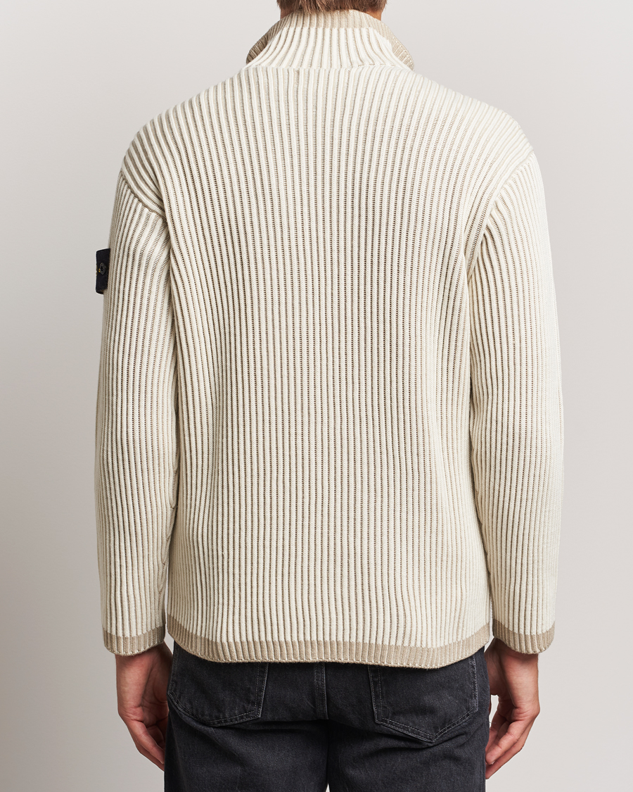 Homme | Pulls Et Tricots | Stone Island | Full Rib Wool Half Zip Natural