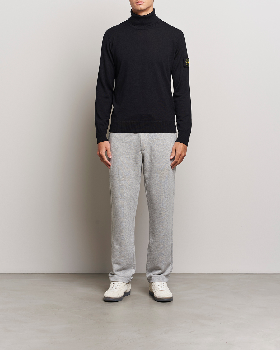 Homme | Pulls Et Tricots | Stone Island | Knitted Wool Polo Black