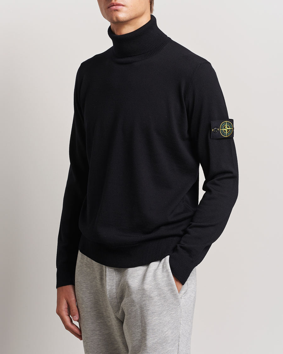 Homme | Pulls Et Tricots | Stone Island | Knitted Wool Polo Black
