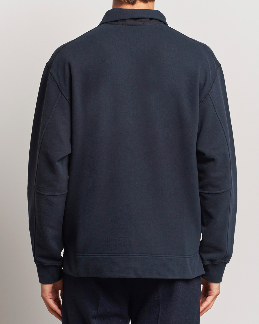 Homme | Pulls Et Tricots | Stone Island | Garment Dyed Fleece Zip Polo Navy Blue