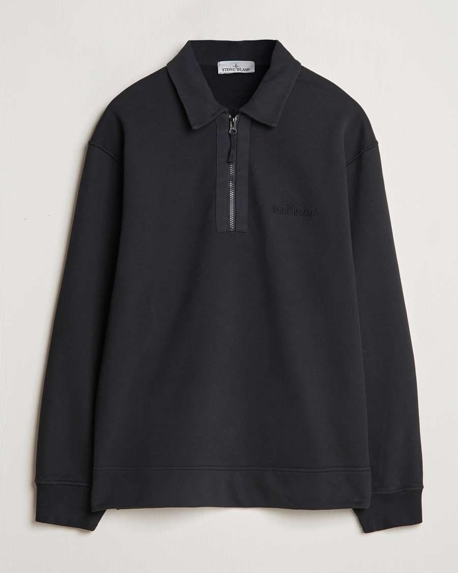 Homme | Pulls Et Tricots | Stone Island | Garment Dyed Fleece Zip Polo Black