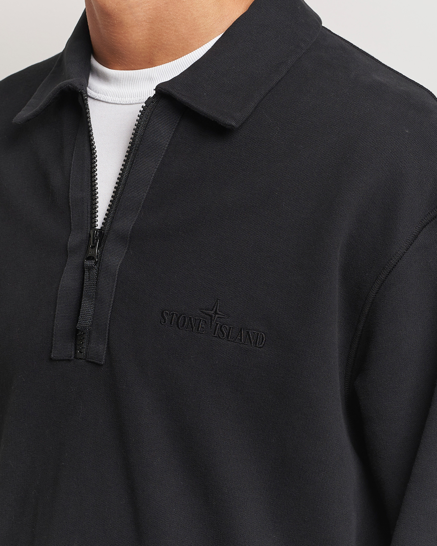Homme | Pulls Et Tricots | Stone Island | Garment Dyed Fleece Zip Polo Black