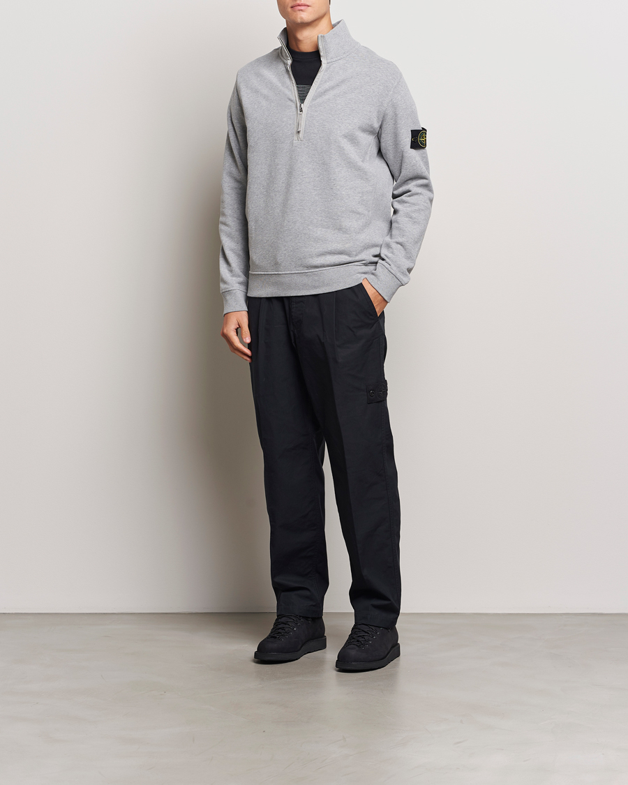 Homme | Pulls Et Tricots | Stone Island | Garment Dyed Fleece Half Zip Melange Grey