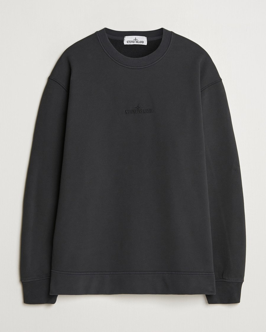 Homme | Pulls Et Tricots | Stone Island | Garment Dyed Fleece Logo Sweatshirt Black