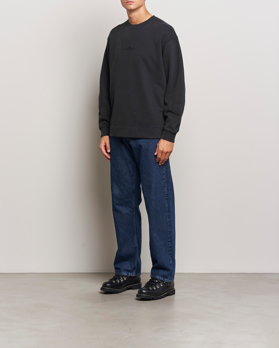 Homme | Pulls Et Tricots | Stone Island | Garment Dyed Fleece Logo Sweatshirt Black