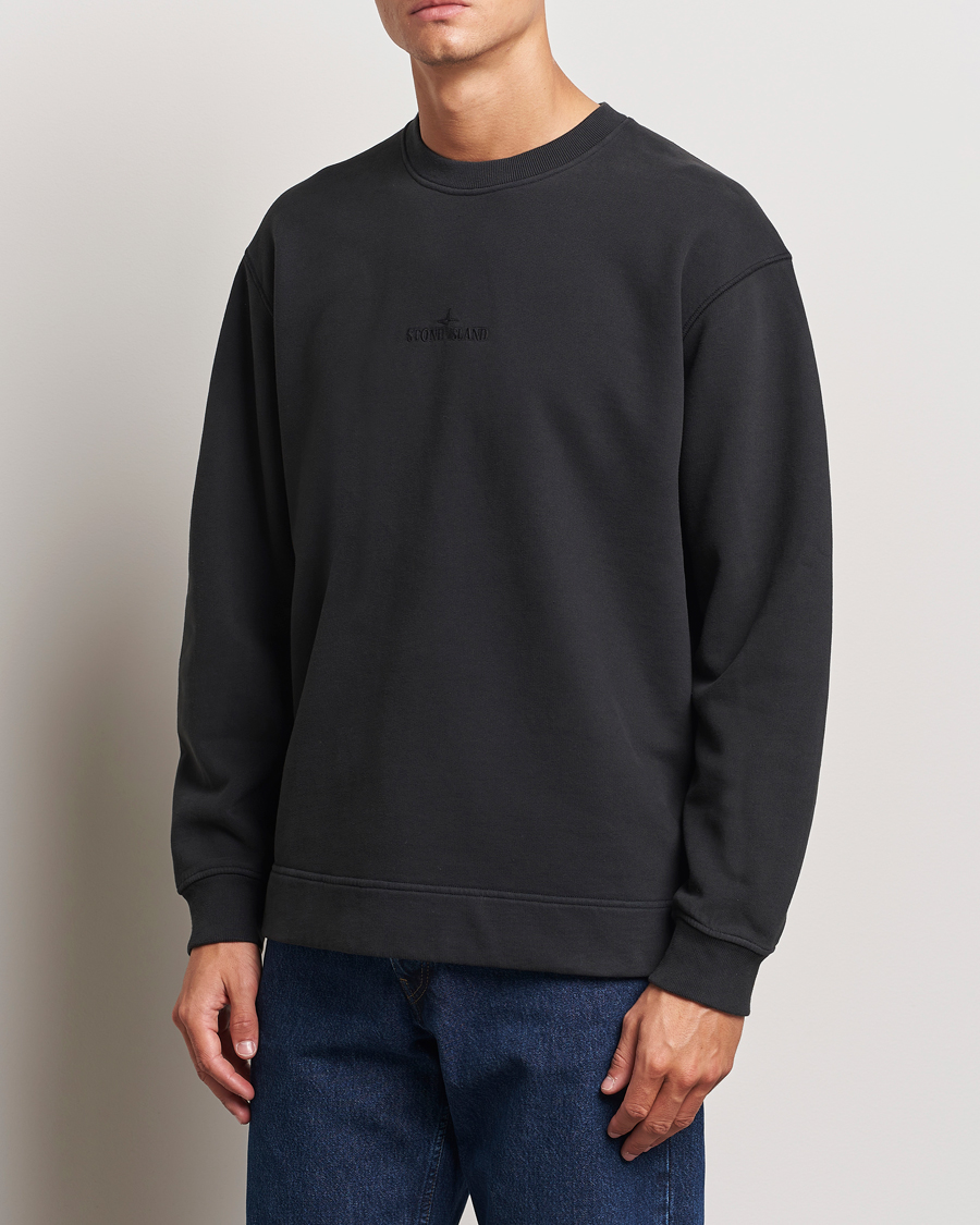 Homme | Pulls Et Tricots | Stone Island | Garment Dyed Fleece Logo Sweatshirt Black