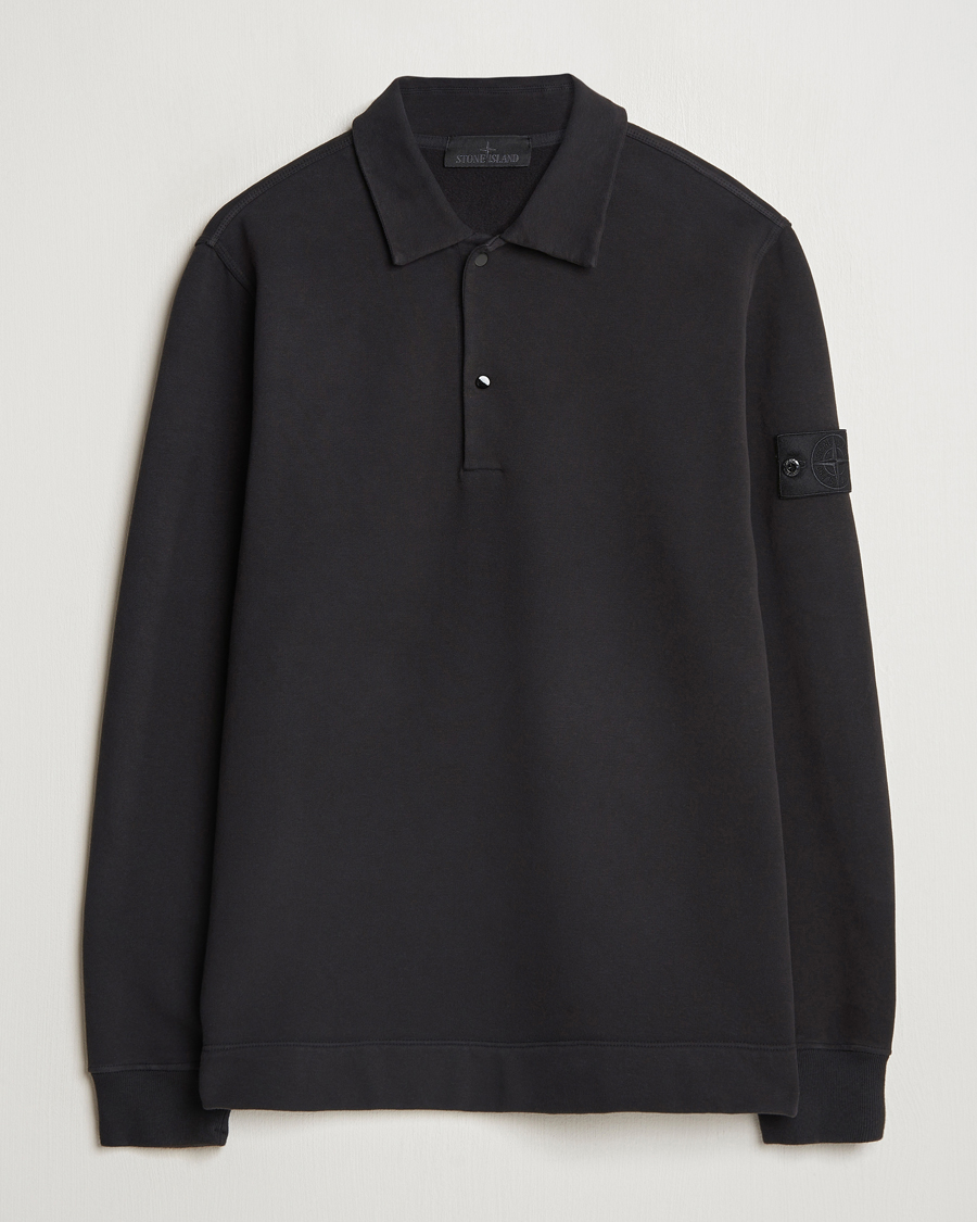 Homme | Pulls Et Tricots | Stone Island | Ghost Organic Cotton Fleece Polo Sweatshirt Black