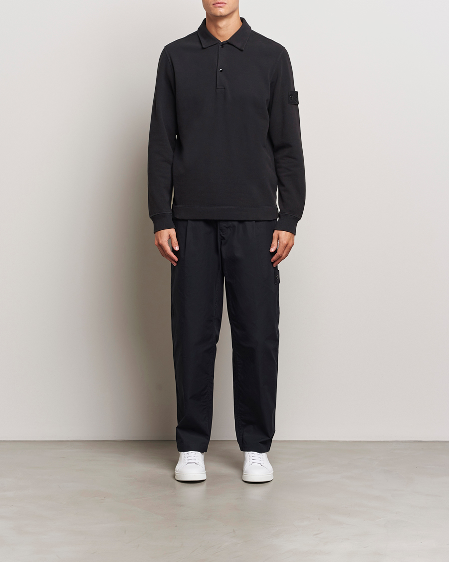 Homme | Pulls Et Tricots | Stone Island | Ghost Organic Cotton Fleece Polo Sweatshirt Black