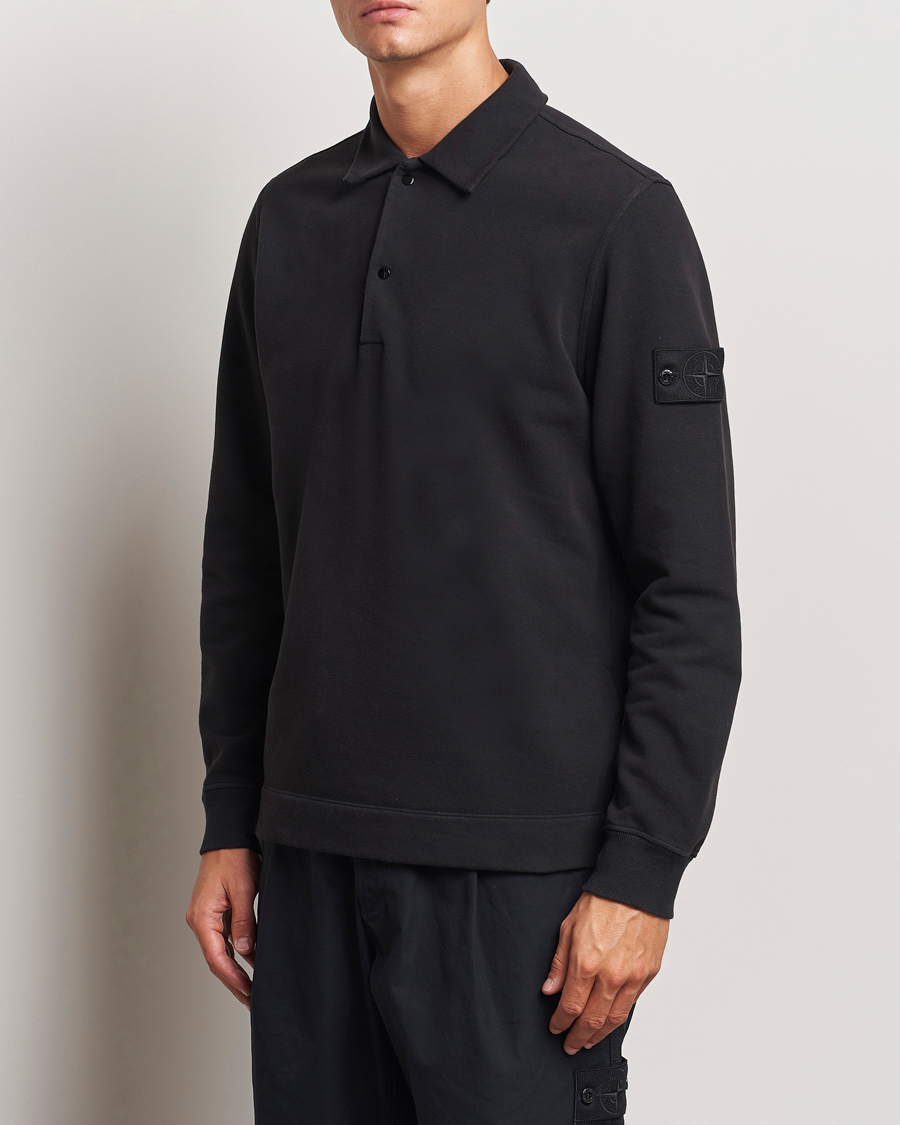 Homme | Pulls Et Tricots | Stone Island | Ghost Organic Cotton Fleece Polo Sweatshirt Black